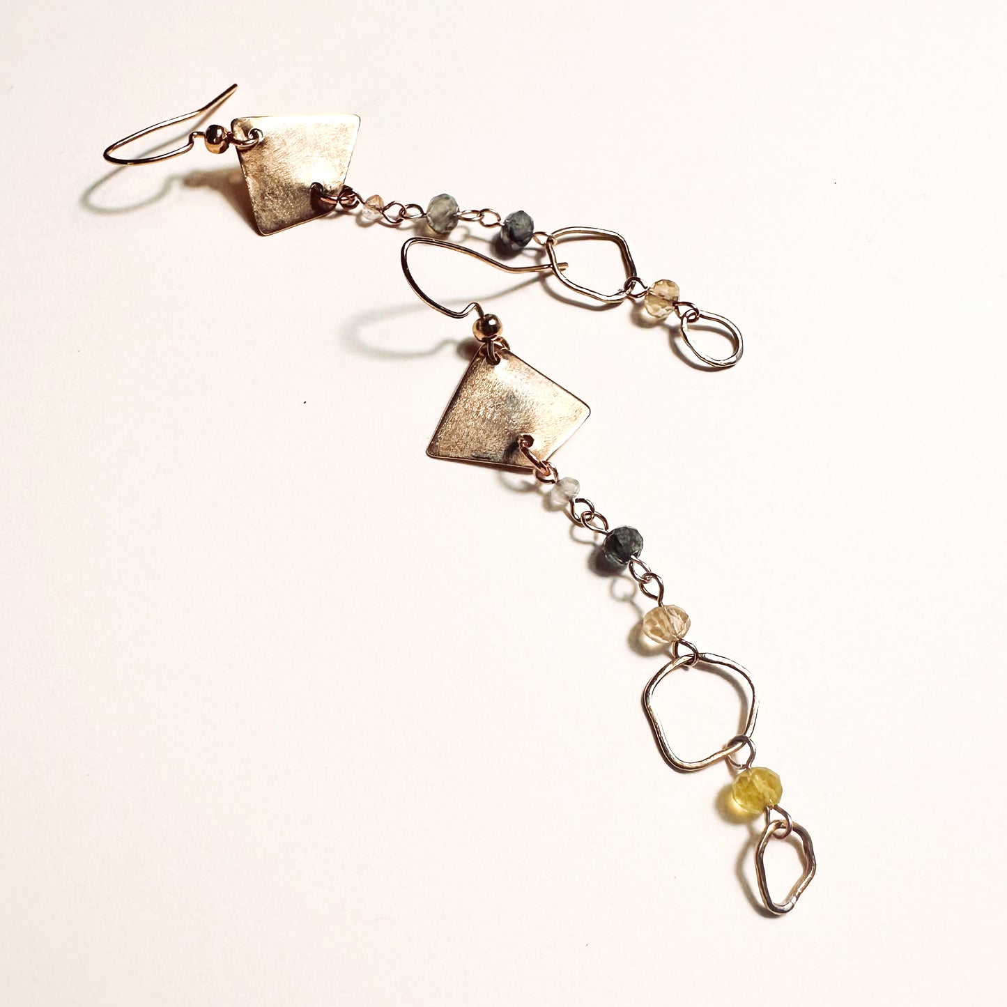 Celestara Astralis Mismatched Earrings Brass & Green Prehnite Gemstones