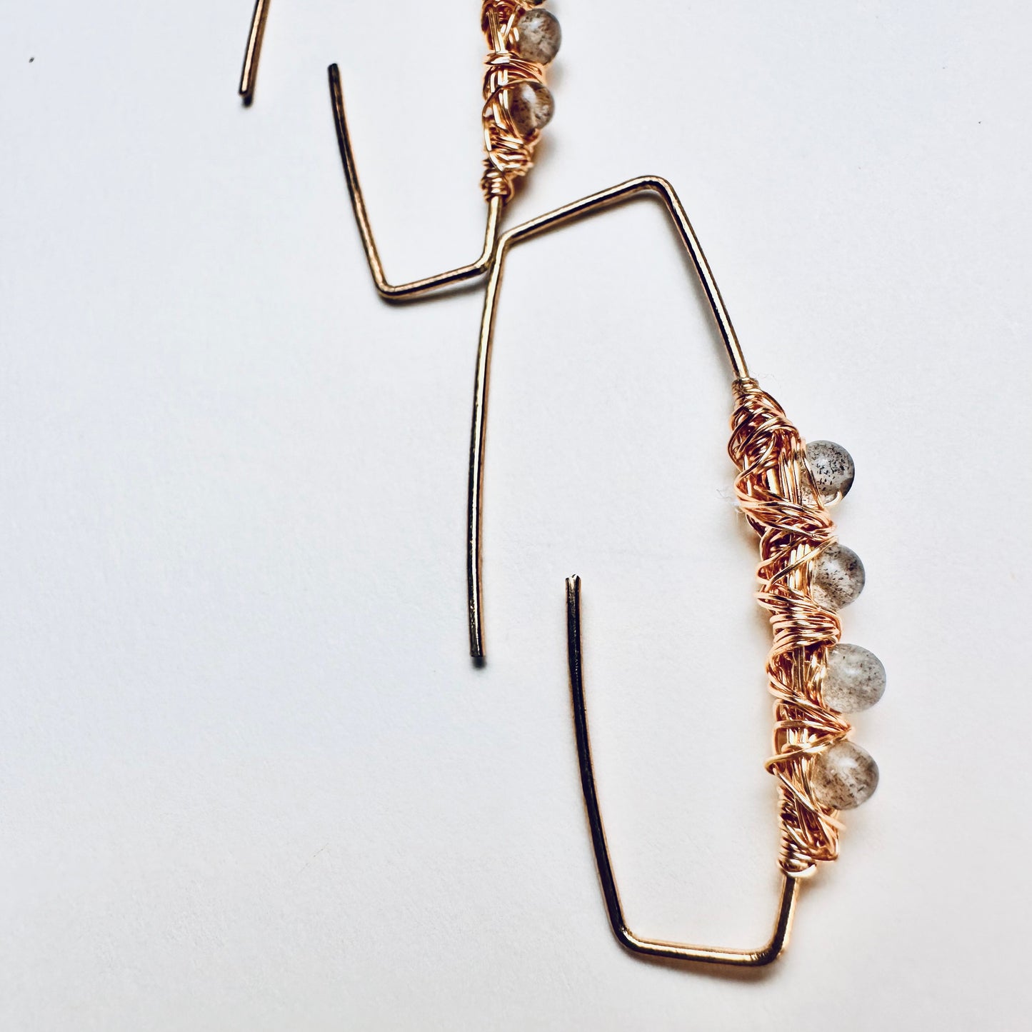 Auric Passage Labradorite Geometric Threader Earrings