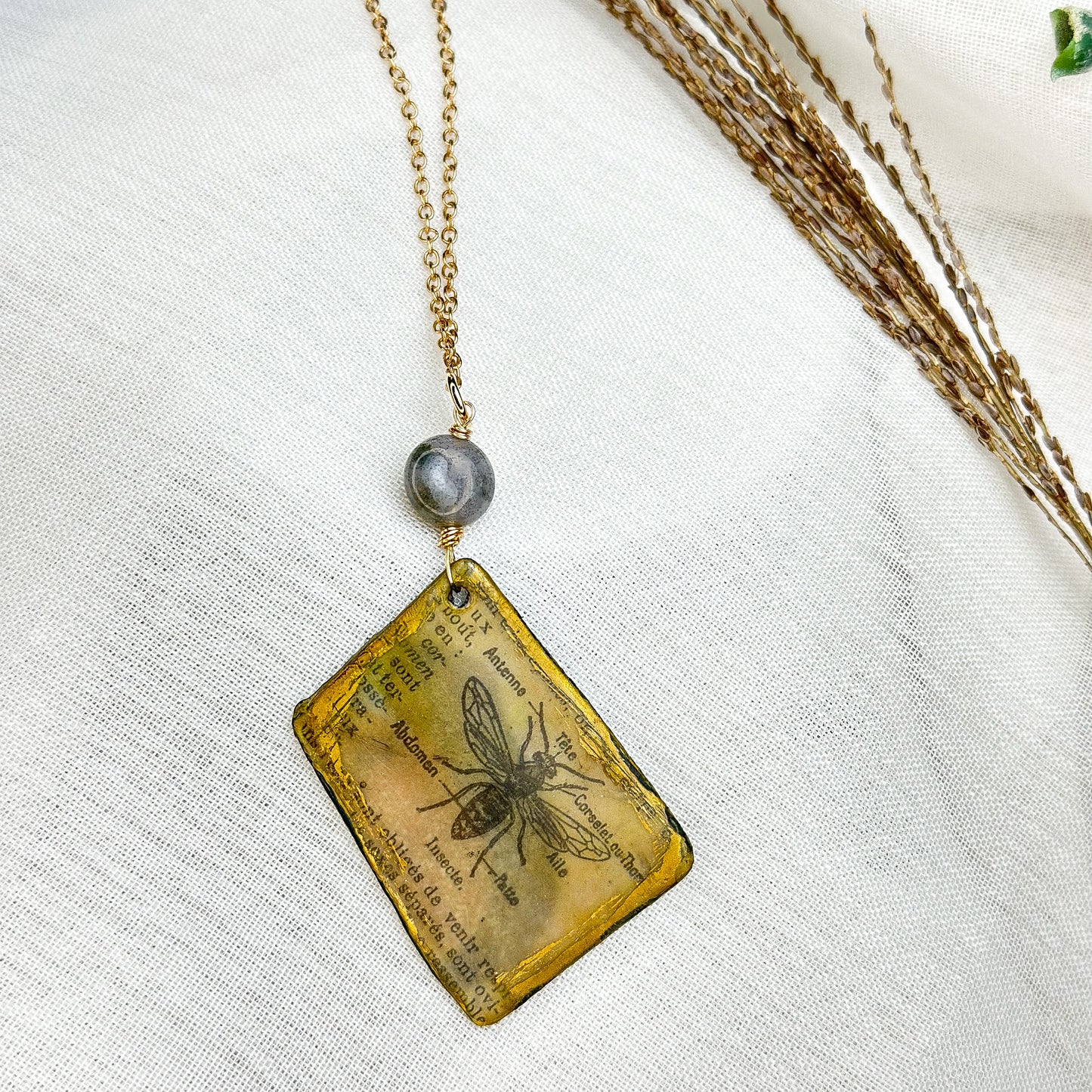 Reliquary of Flight Brass and Textile Pendant Necklace – Ephemera Collection