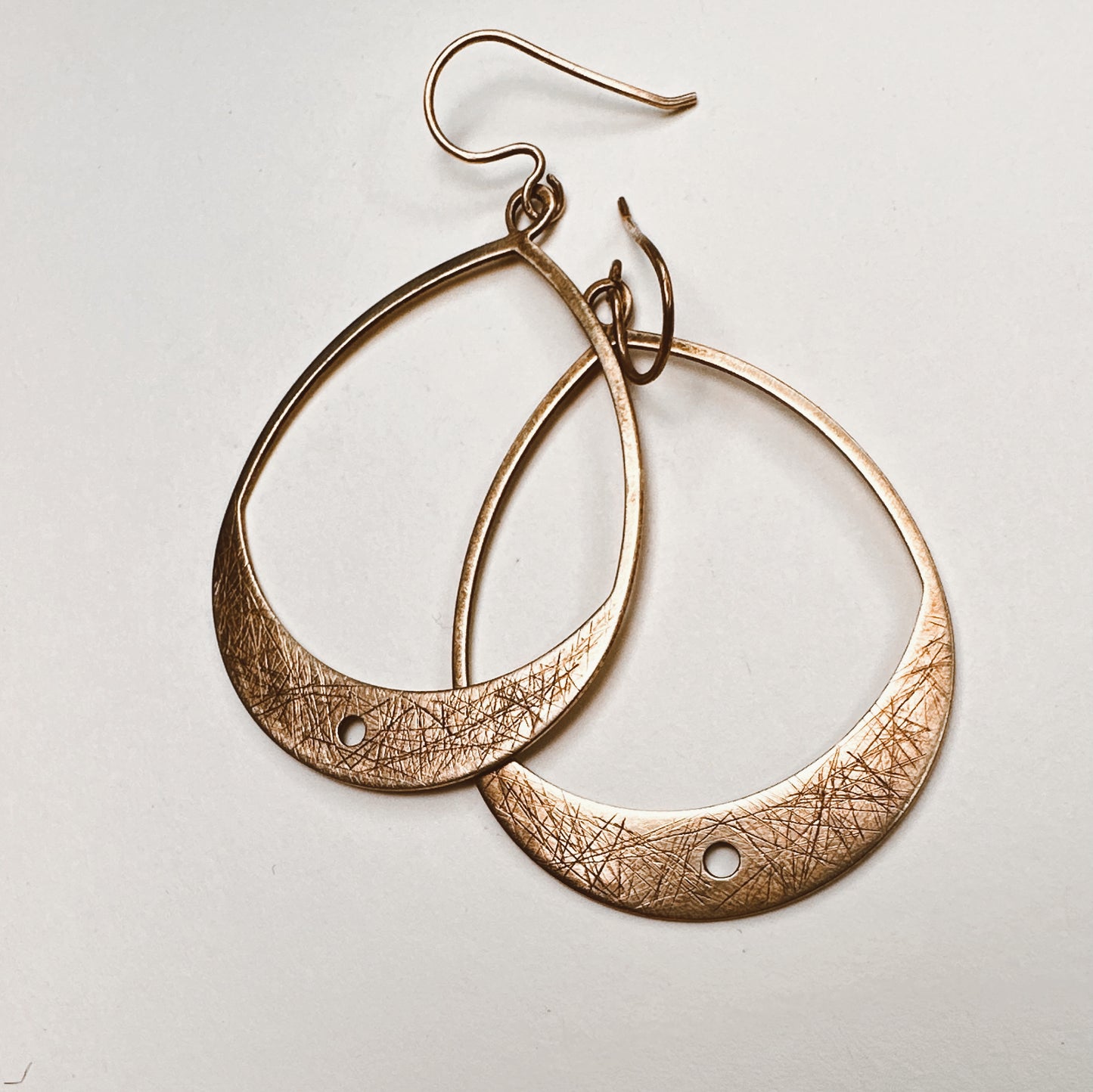 Etched Brass Teardrop Earrings – Geometric Statement Jewelry
