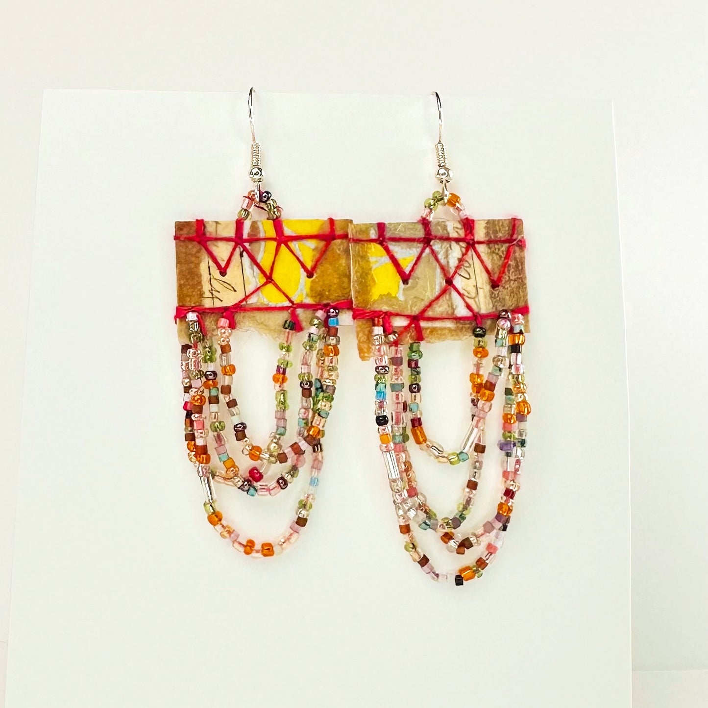 Gilded Reverie Earrings| Handsewn Textile Colorful Beaded Earrings