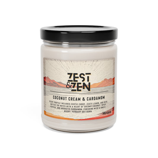 Zest And Zen Coconut Cream & Cardamom Scented Soy Candle