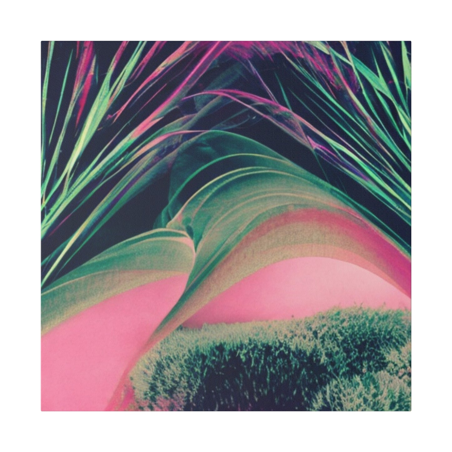 Green and Pink Neon Plant Abstract Canvas Wall Art Matte Canvas