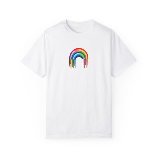 Pride Rainbow Drip Mens and Womens, LBGTQ Plus, Unisex Garment-Dyed T-shirt