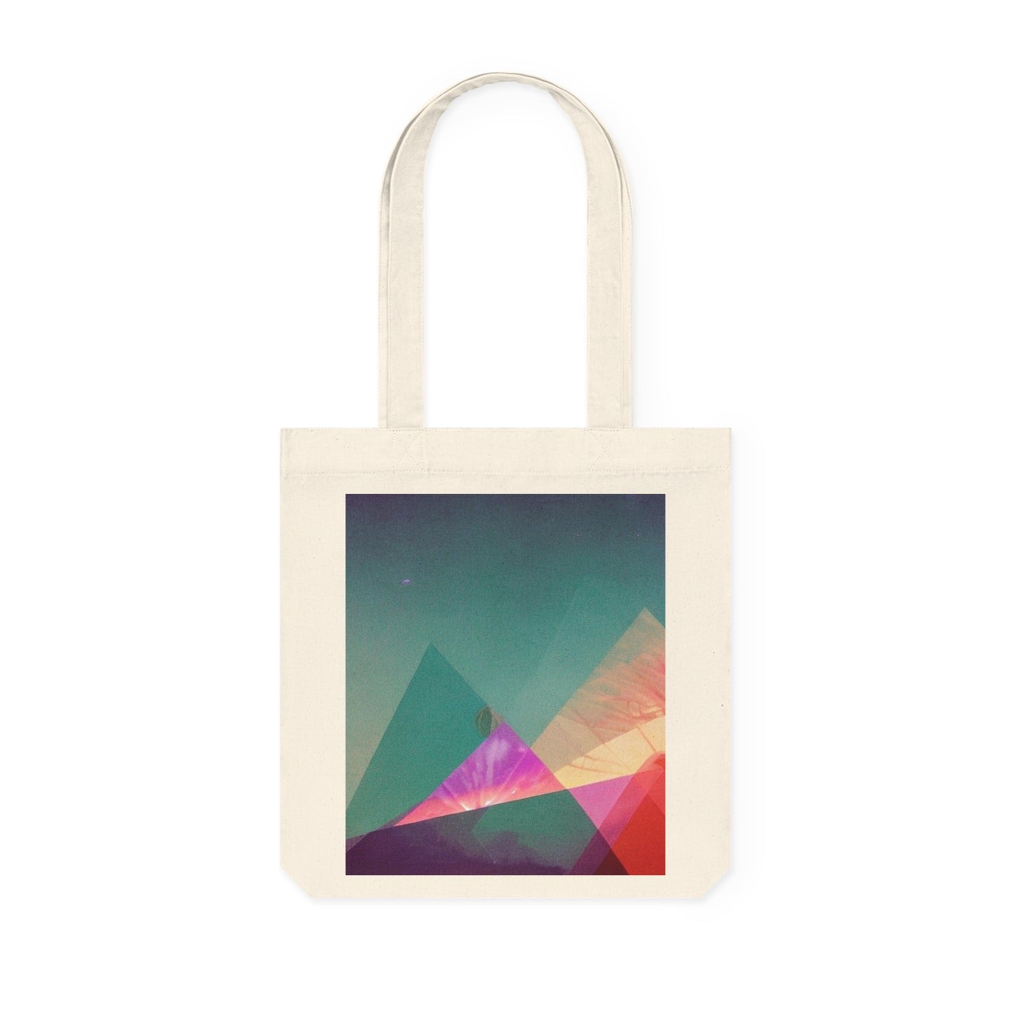 Abstract Rainbow Mountain: Geometric Print Woven Tote Bag