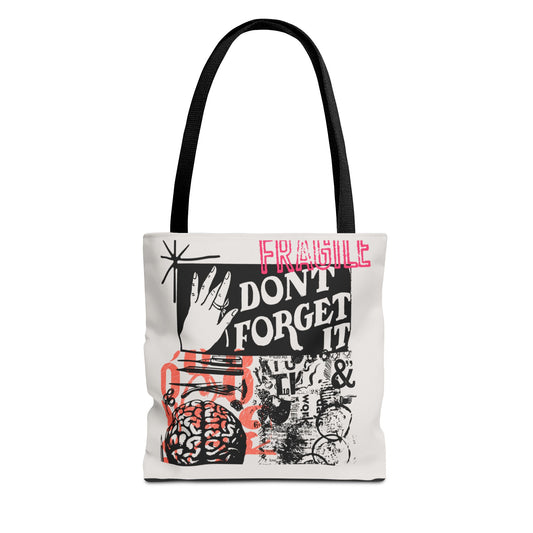 Don’t Forget It Dada-Inspired Collage Tote Bag Brain Art Punk Satchel