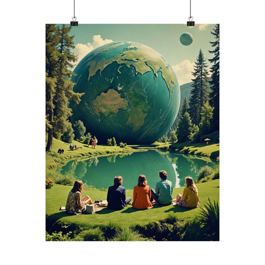 The Picnic At The End Of The World| Nature-Inspired Matte Vertical Poster – Serene Earth Landscape Wall Art