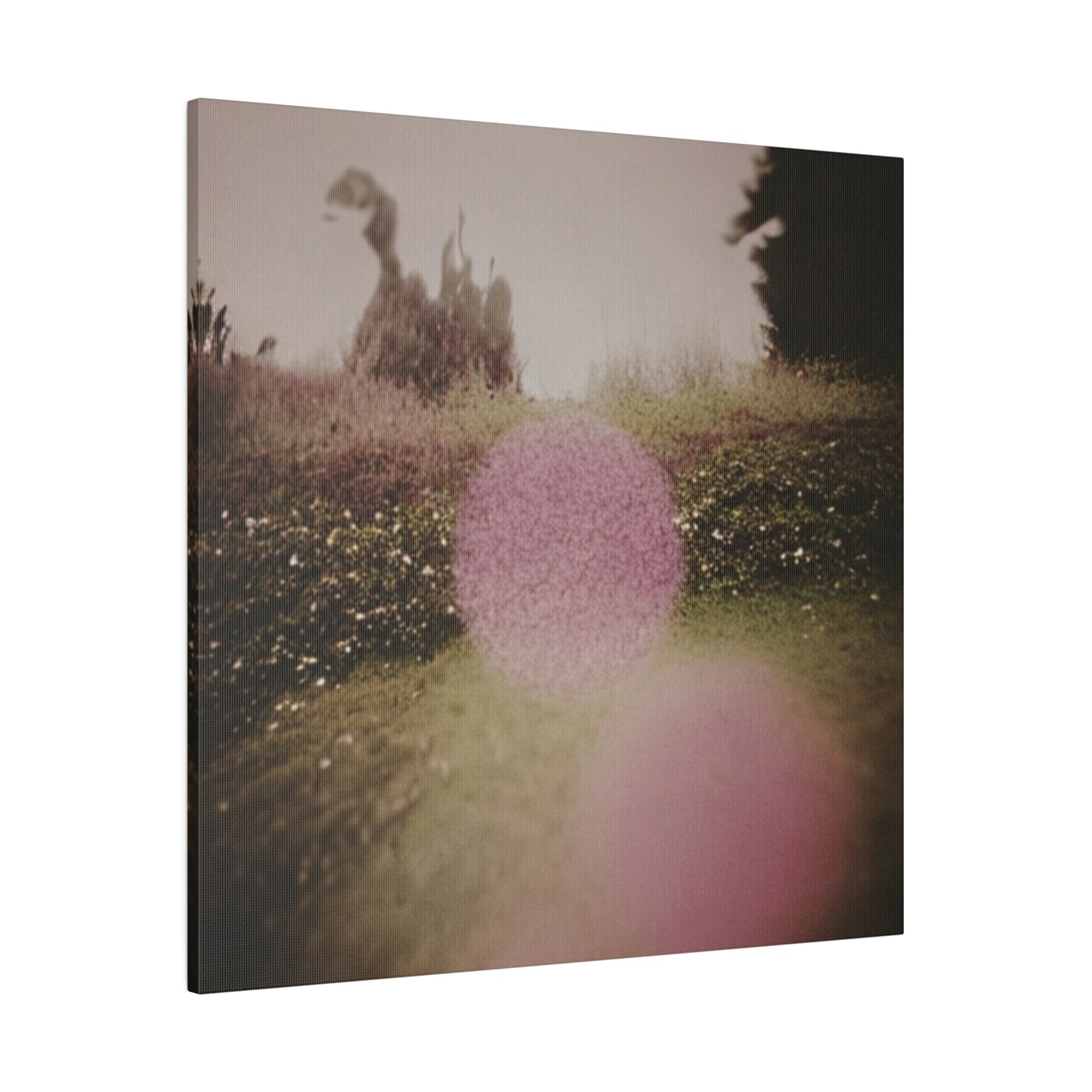 Neon Pink Meadow Orb Modern Art Dreamscape on Matte Canvas