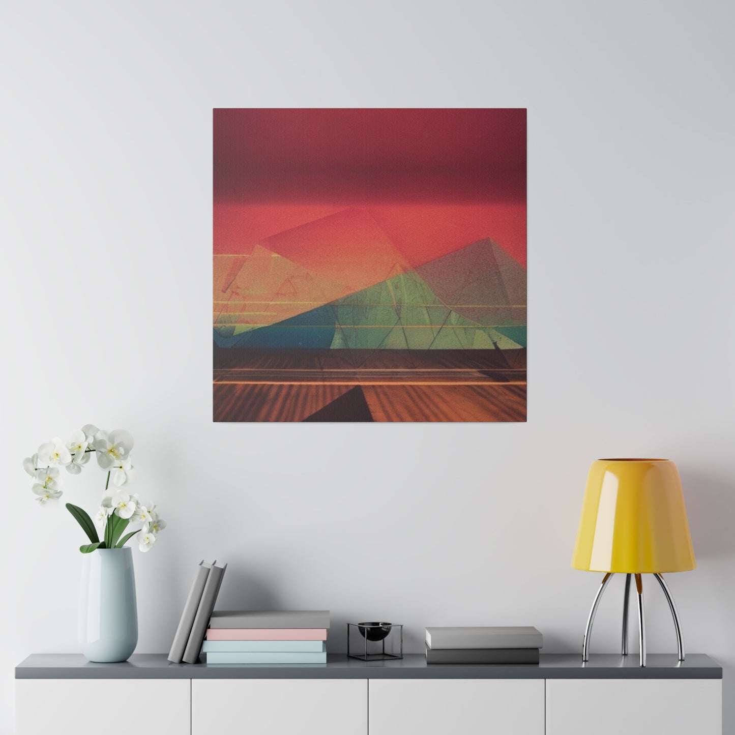 Mountain Sunset Abstract Art Print Matte Canvas, Stretched, 0.75"