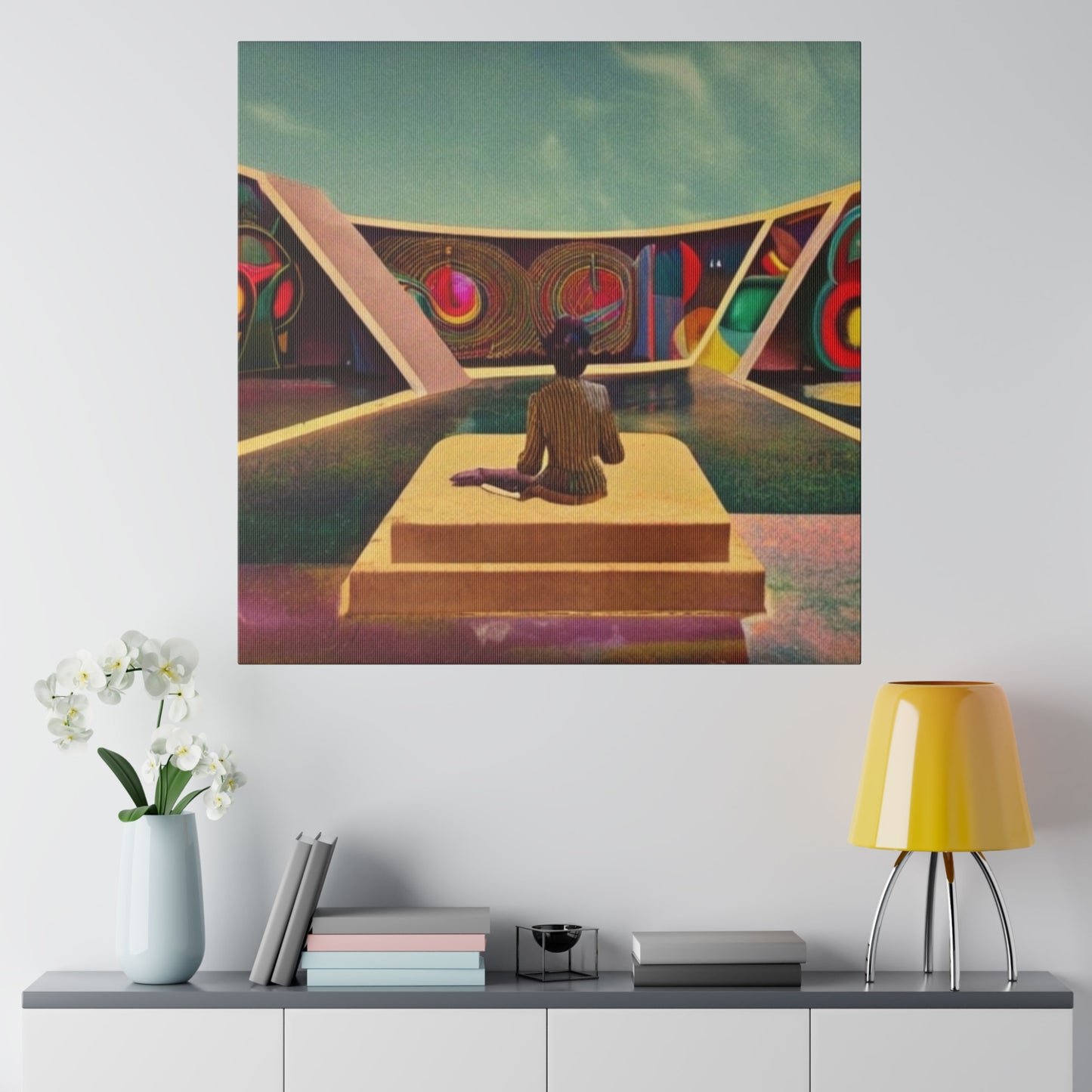 Acid In The Meadow Neo- Psychedelic Wall Art on Matte Canvas