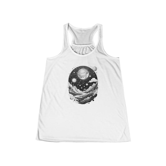 Women's Celestial Boho Summer Flowy Racerback Tank Graphic Tee Shirt