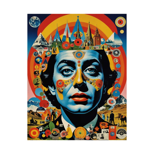 Sacred Geometry Crown|Dada Psychedelic Collage Satin Poster (11x14”)