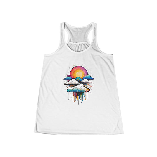 Womens Flowy Pride Rainbow Celestial Graphic Racerback Tank Top Tee Shirt LBGTQplus