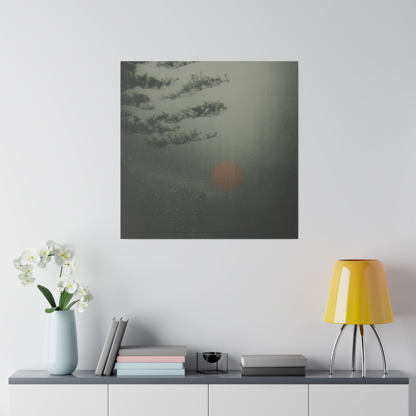 Japandi Monochromatic Neutral Living Room Minimalist Wall Art Matte Canvas