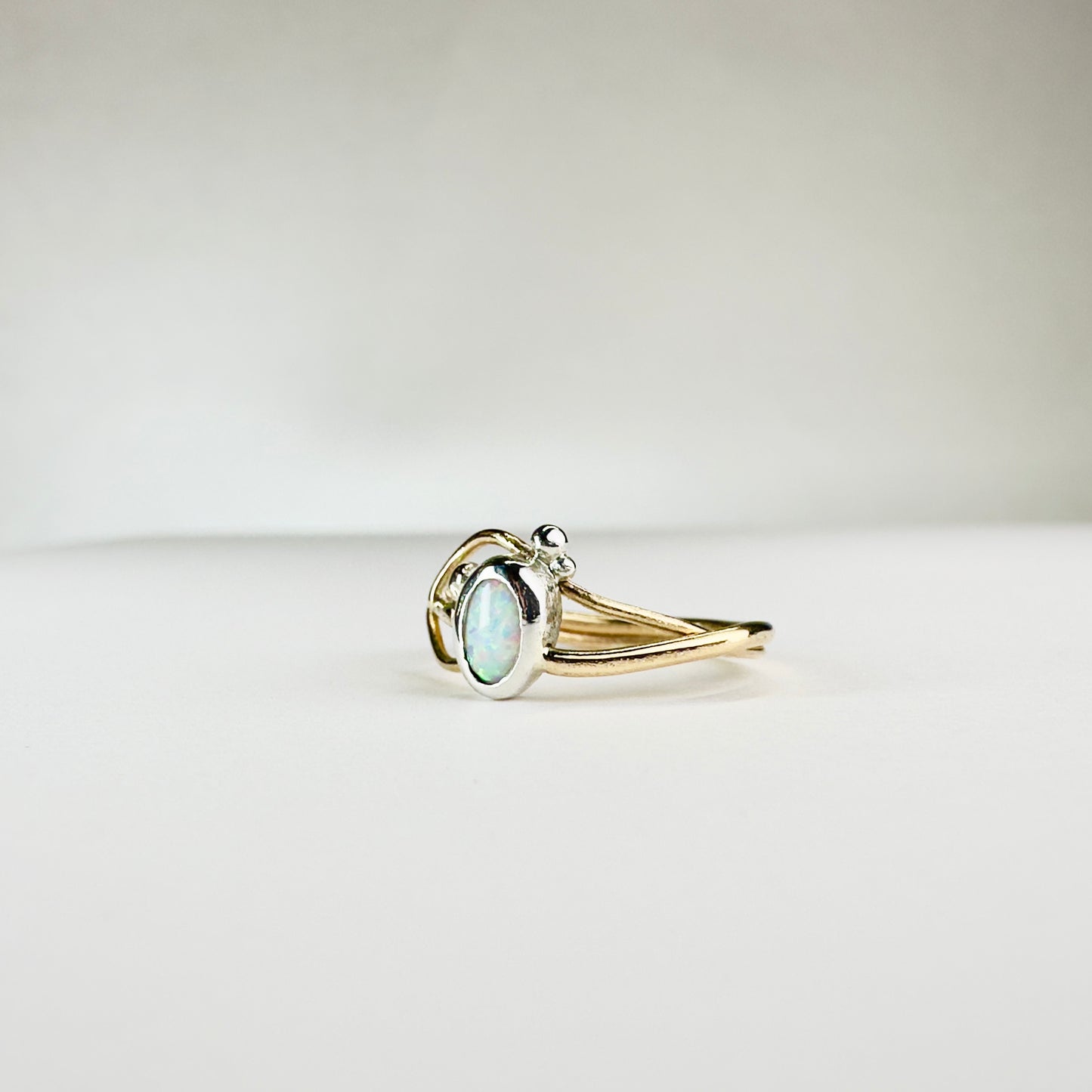 “Aurora Whisper” Mixed Metal Opal Ring