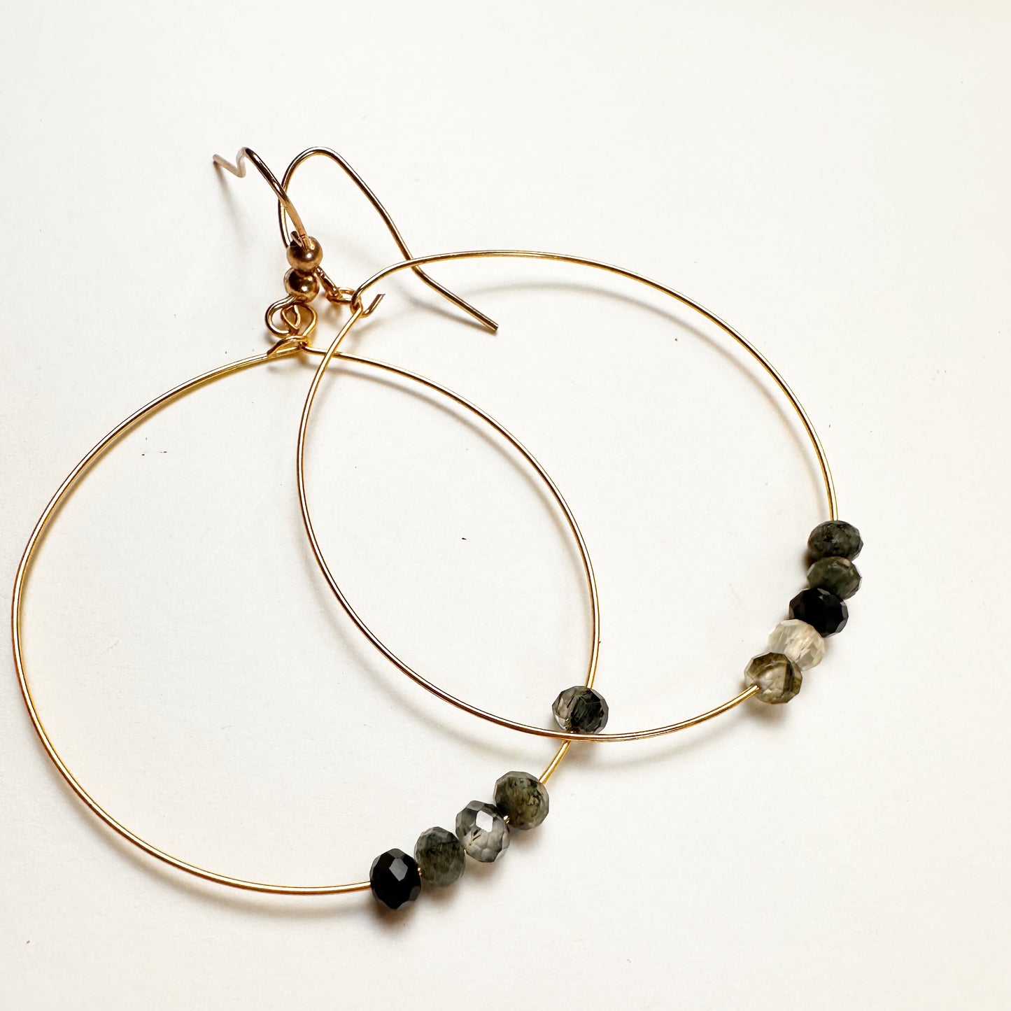 Celestial Grove | Moss Agate Faceted Gold Hoop Earring