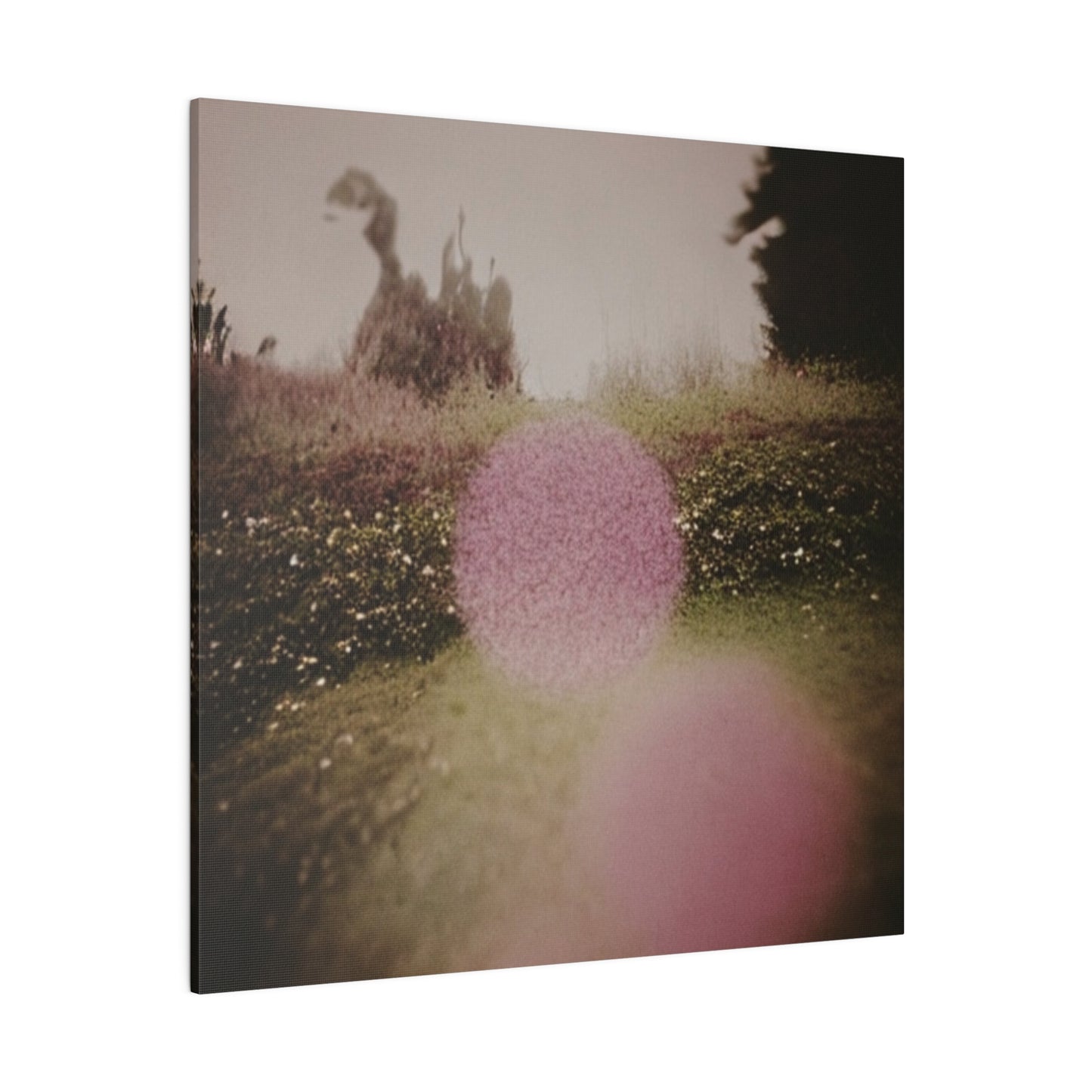 Neon Pink Meadow Orb Modern Art Dreamscape on Matte Canvas