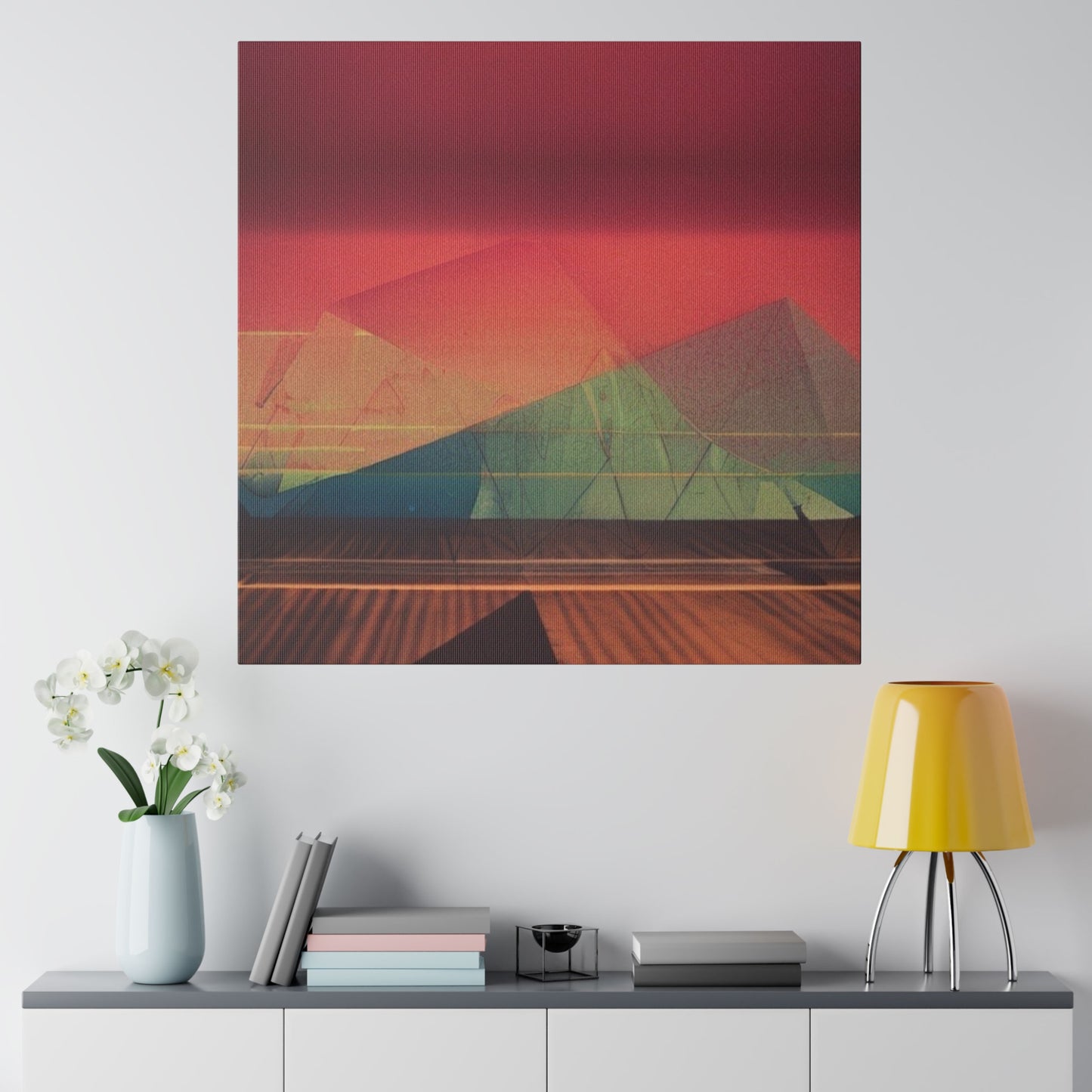 Mountain Sunset Abstract Art Print Matte Canvas, Stretched, 0.75"