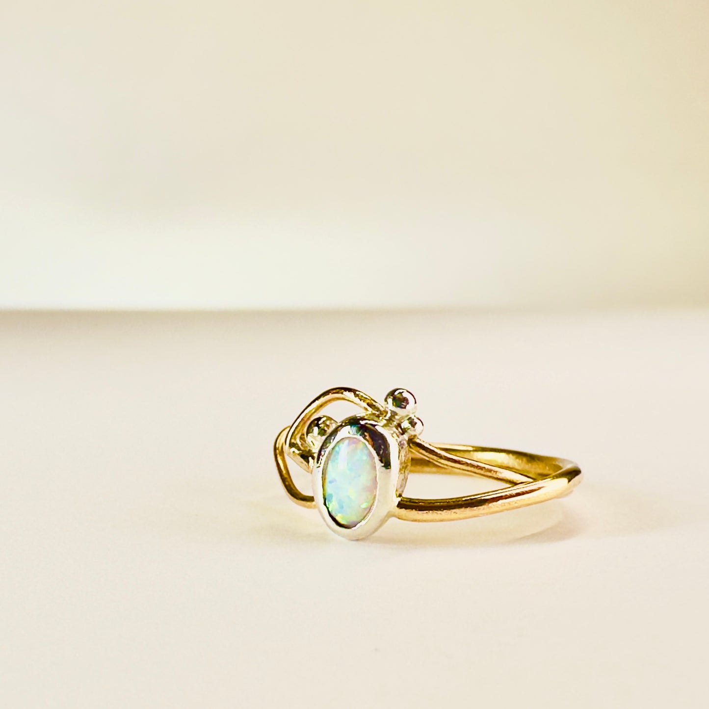 “Aurora Whisper” Mixed Metal Opal Ring