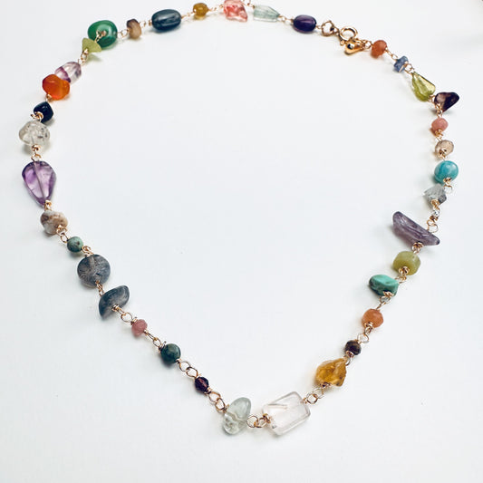 Cosmic Radiance Rainbow Gemstone Necklace