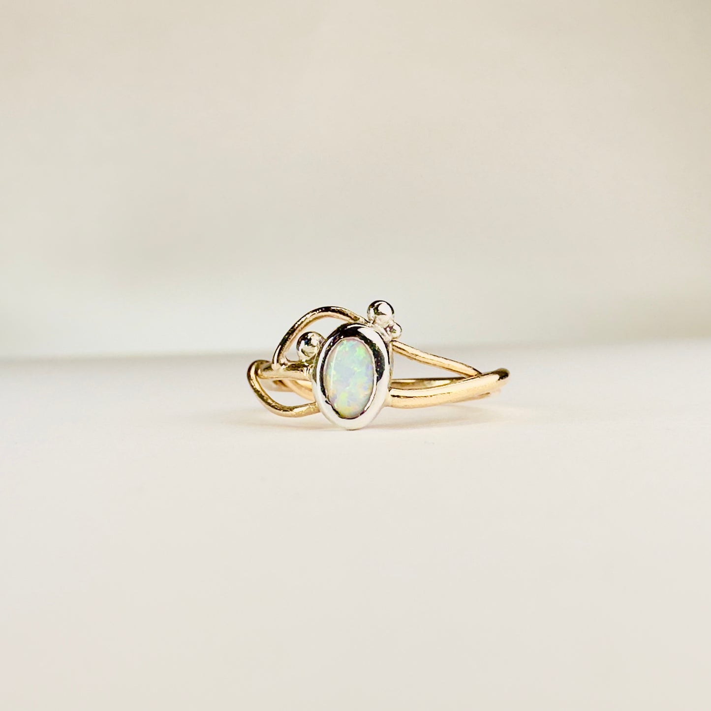 “Aurora Whisper” Mixed Metal Opal Ring