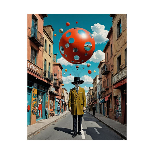The Balloon Prophet|Dada Psychedelic Collage Satin Poster (11x14”)