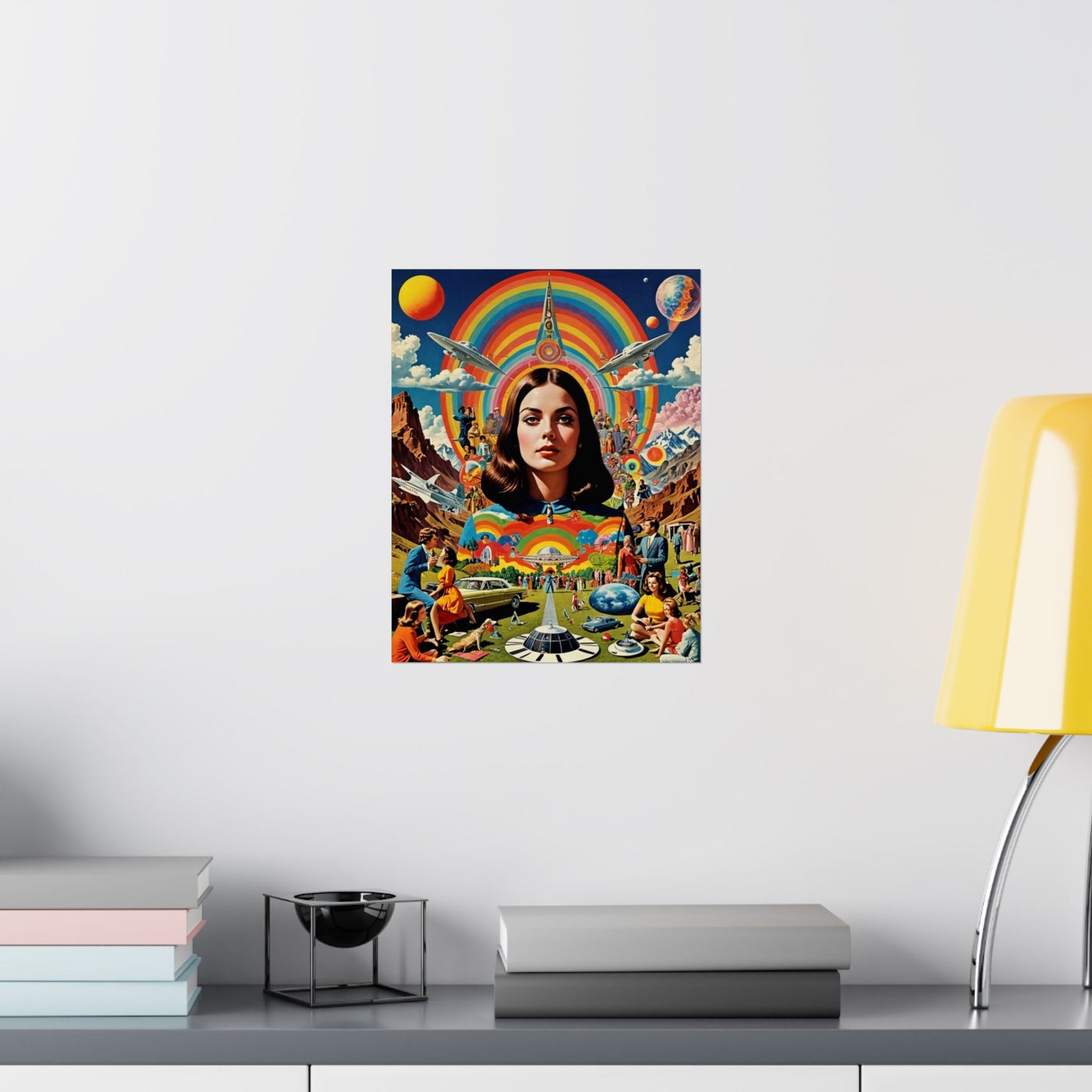 Radiant Arrival|Dada Psychedelic Collage Satin Poster (11x14”)