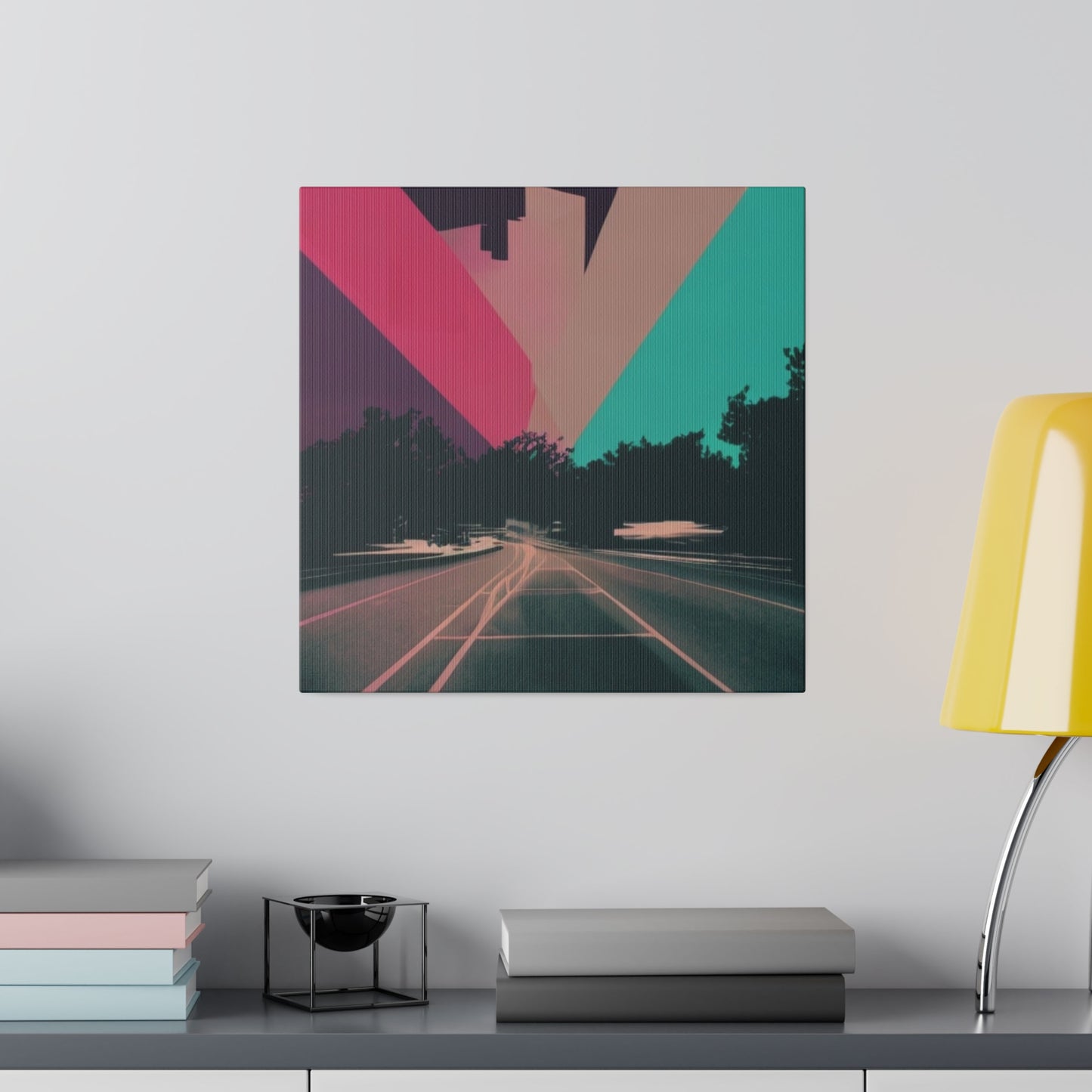 Pink Neon Streets Modern Dreamscape Wall Art Matte Canvas