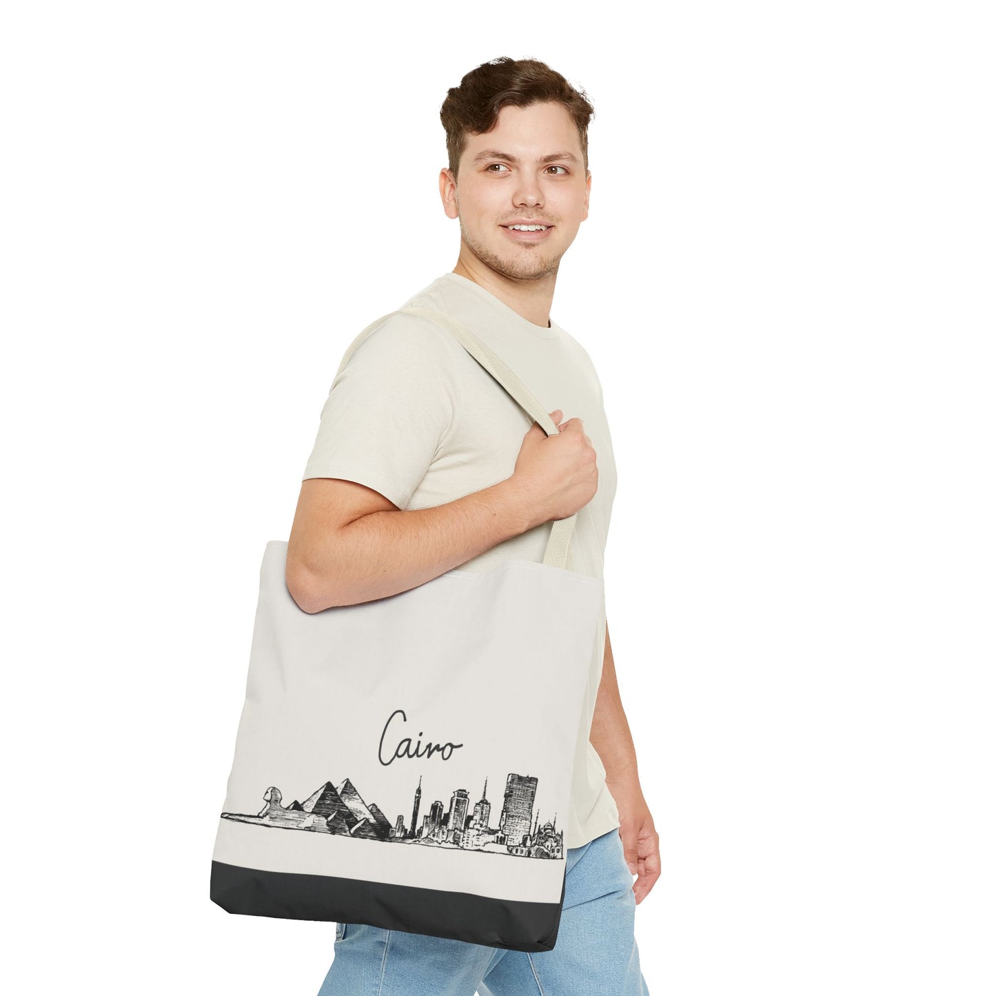 Cairo Travel Tote Bag – Lightweight Wanderlight Tote, Skyline Design, Durable Everyday Adventure Bag
