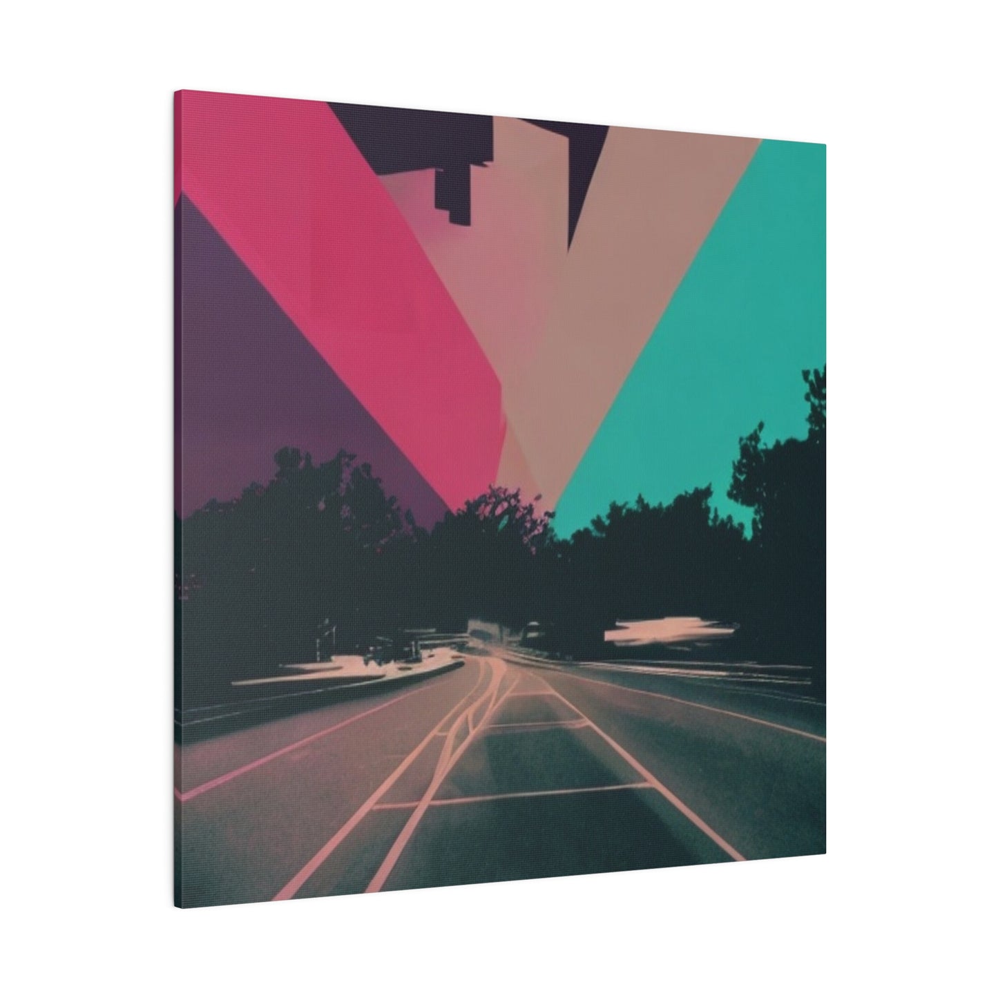 Pink Neon Streets Modern Dreamscape Wall Art Matte Canvas