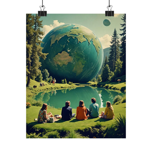 The Picnic At The End Of The World| Nature-Inspired Matte Vertical Poster – Serene Earth Landscape Wall Art