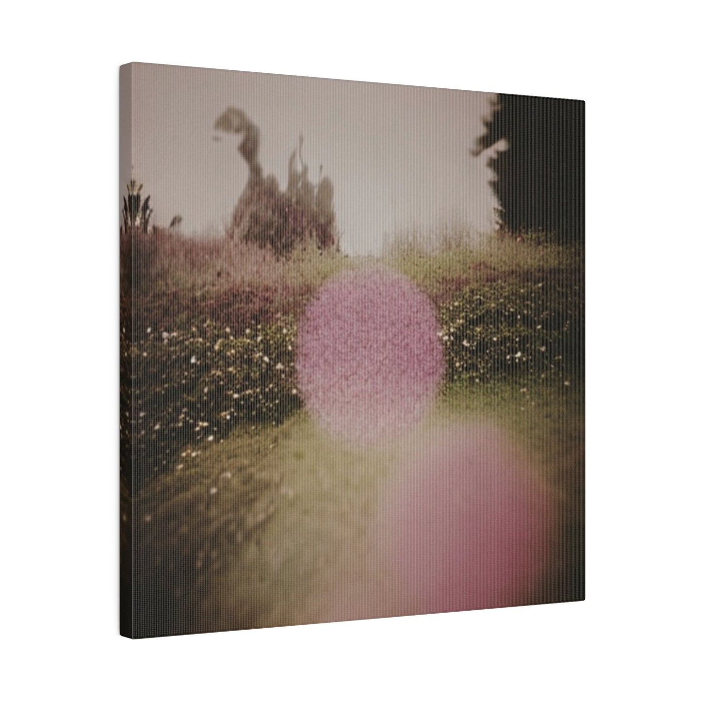 Neon Pink Meadow Orb Modern Art Dreamscape on Matte Canvas