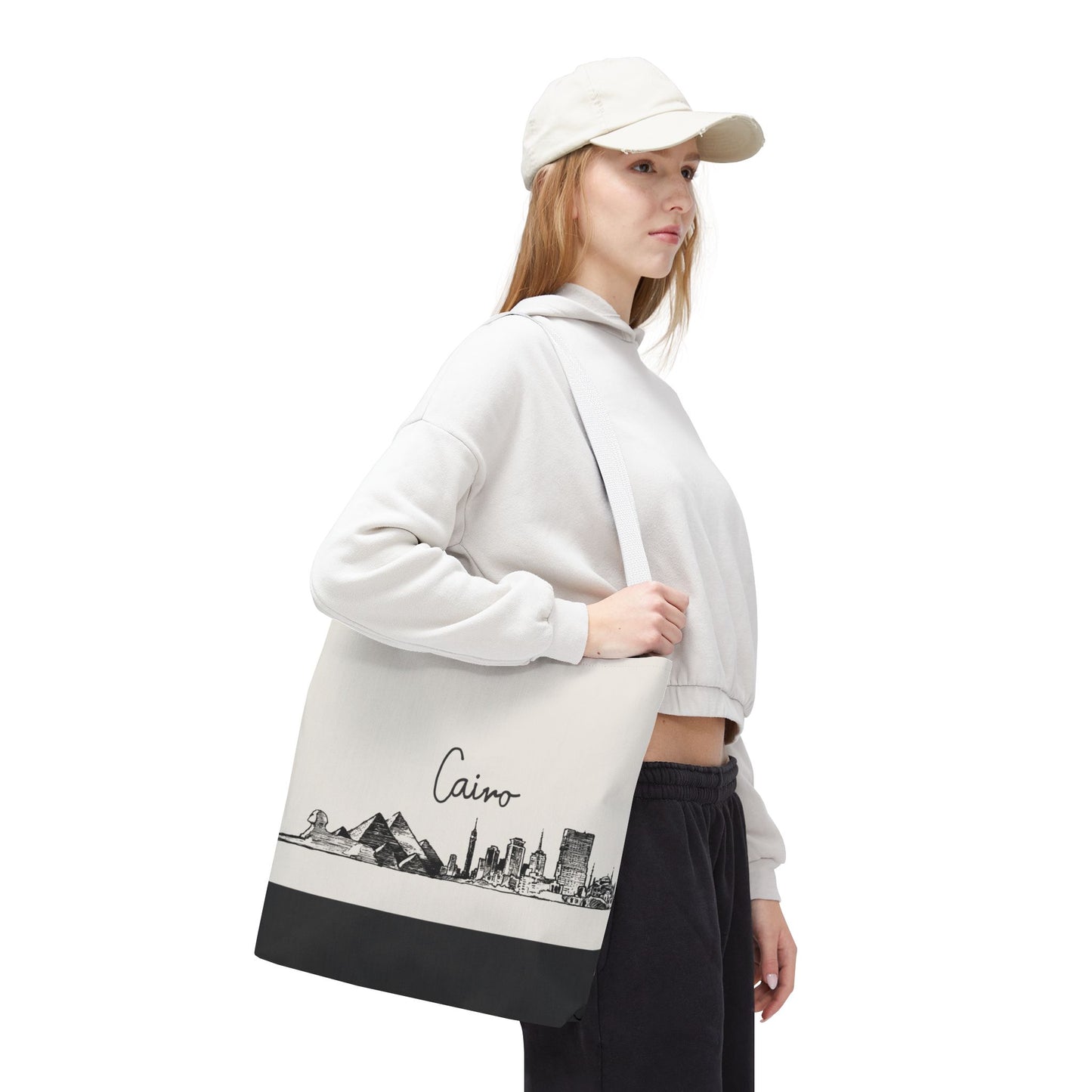 Cairo Travel Tote Bag – Lightweight Wanderlight Tote, Skyline Design, Durable Everyday Adventure Bag