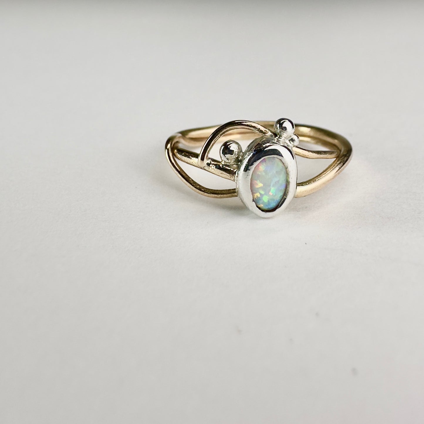 “Aurora Whisper” Mixed Metal Opal Ring