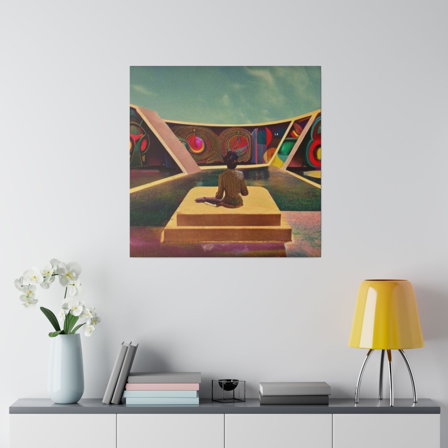 Acid In The Meadow Neo- Psychedelic Wall Art on Matte Canvas