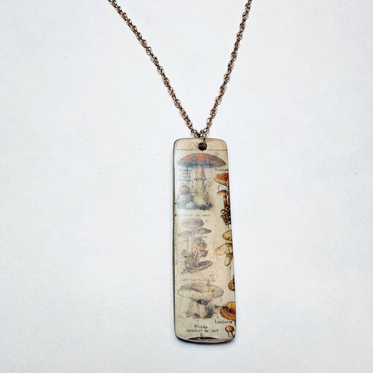 Mycena Reverie | Layered Paper Mâché & Acrylic Red Mushroom Pendant