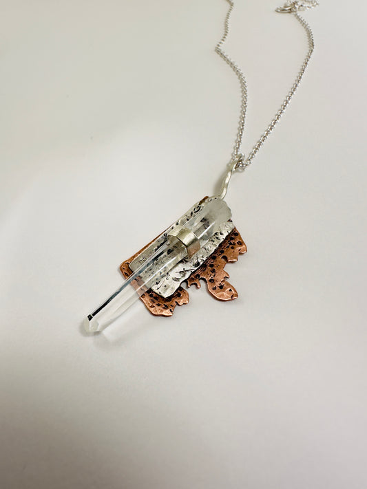 Ethereal Ember: Lumerian Quartz Goddess Pendant Necklace