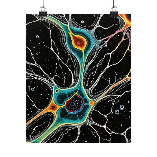 Neon Neurons Matte Vertical Posters