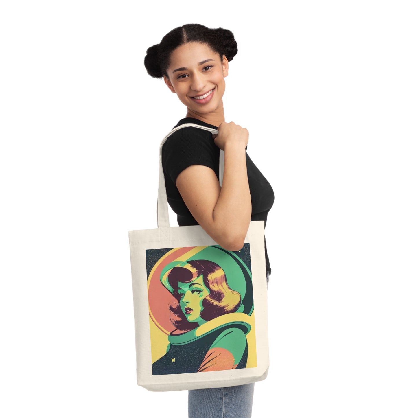 Retro Space Vixen Woven Tote Bag