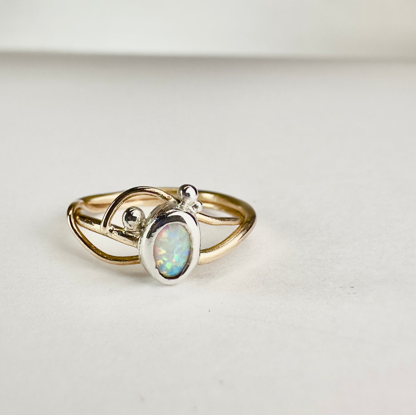 “Aurora Whisper” Mixed Metal Opal Ring