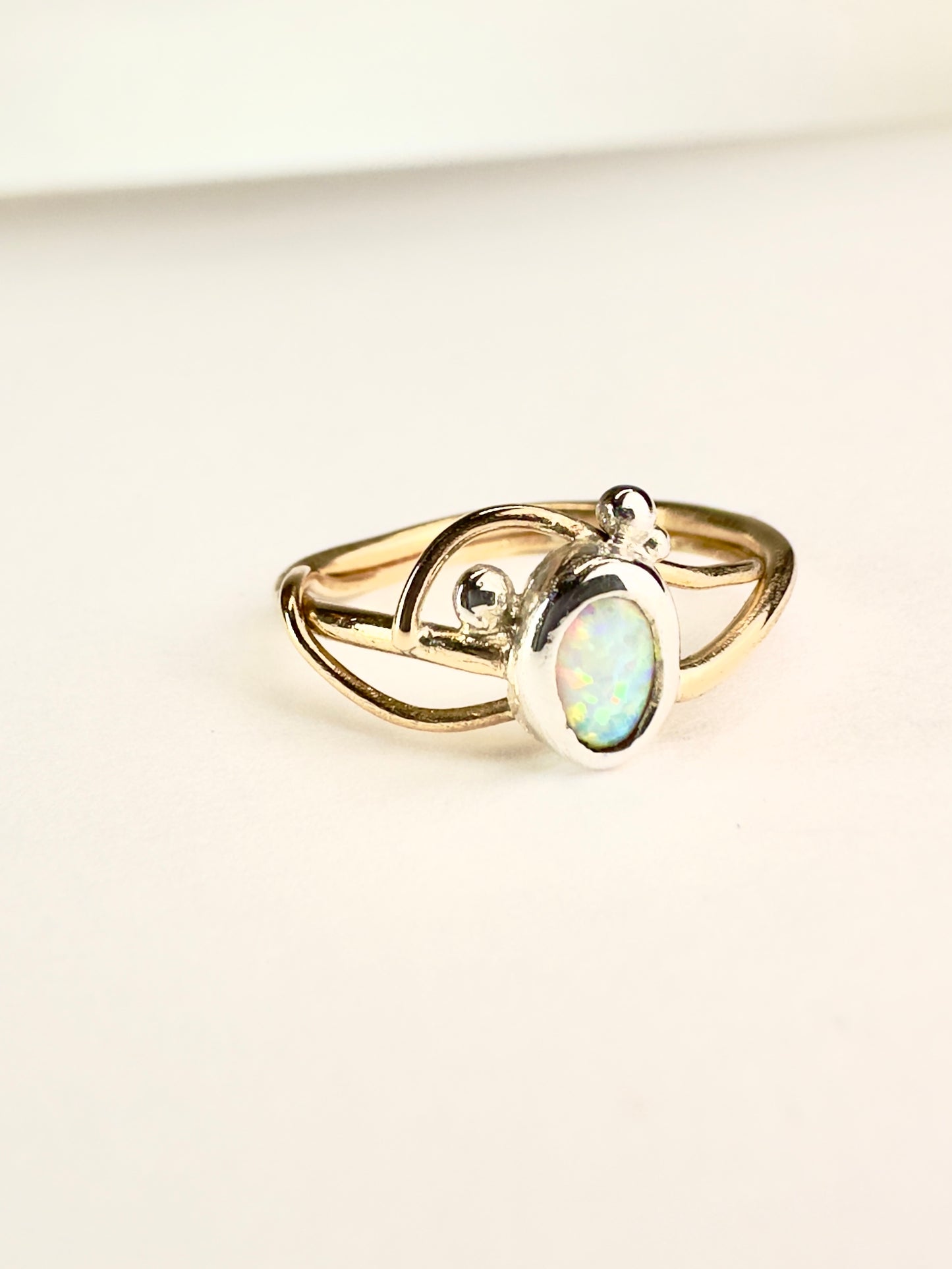 “Aurora Whisper” Mixed Metal Opal Ring