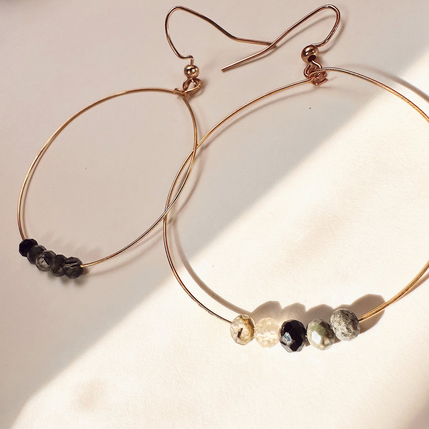 Celestial Grove | Moss Agate Faceted Gold Hoop Earring