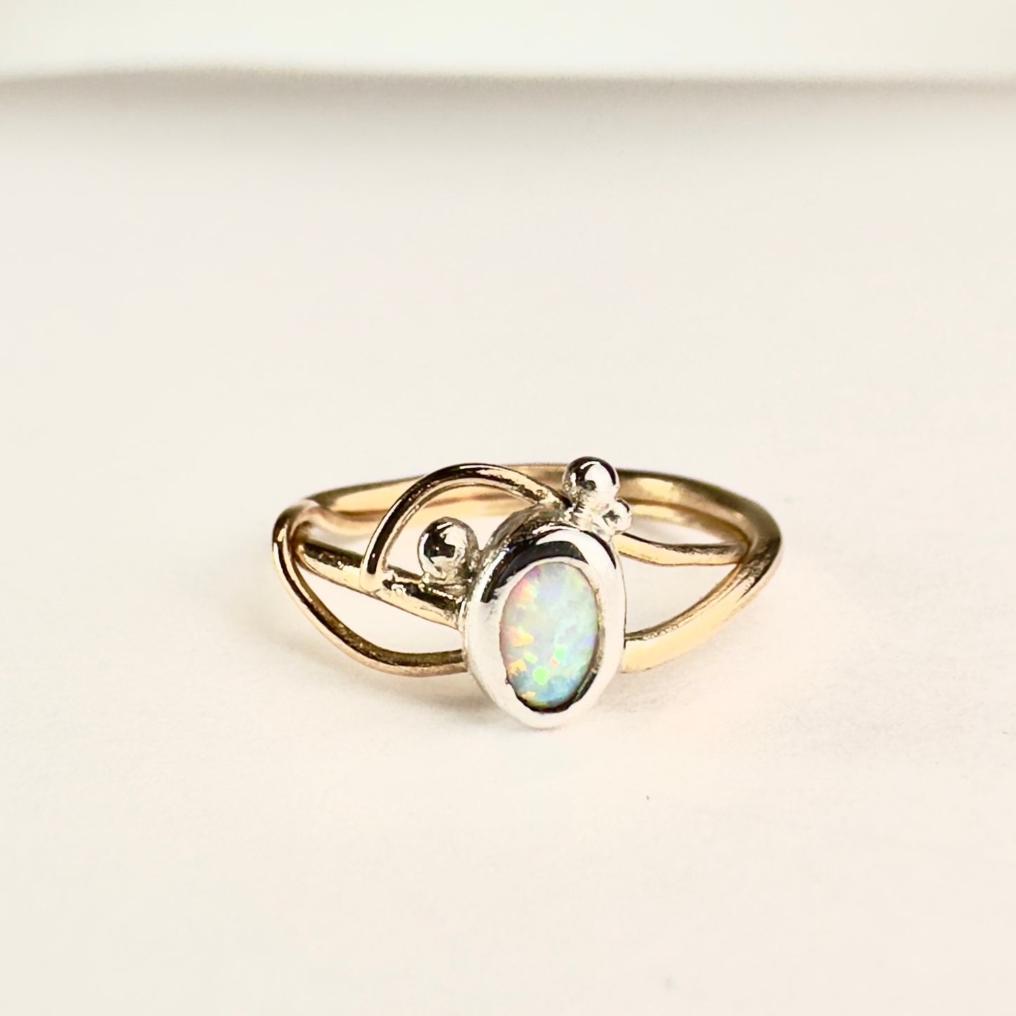 “Aurora Whisper” Mixed Metal Opal Ring