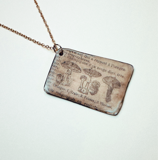 Fungi Codex | Antiqued Botanical Mushroom Pendant