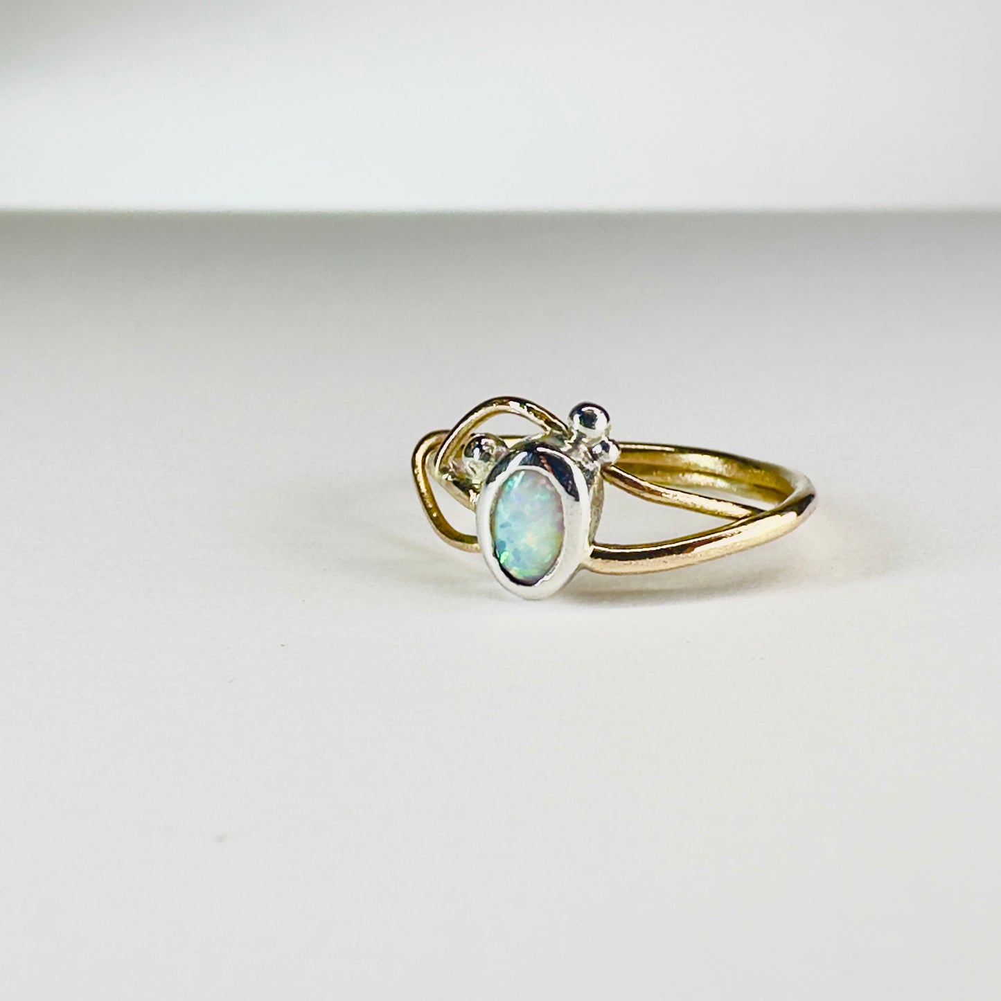 “Aurora Whisper” Mixed Metal Opal Ring