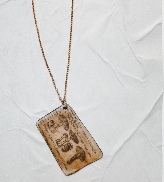Fungi Codex | Antiqued Botanical Mushroom Pendant