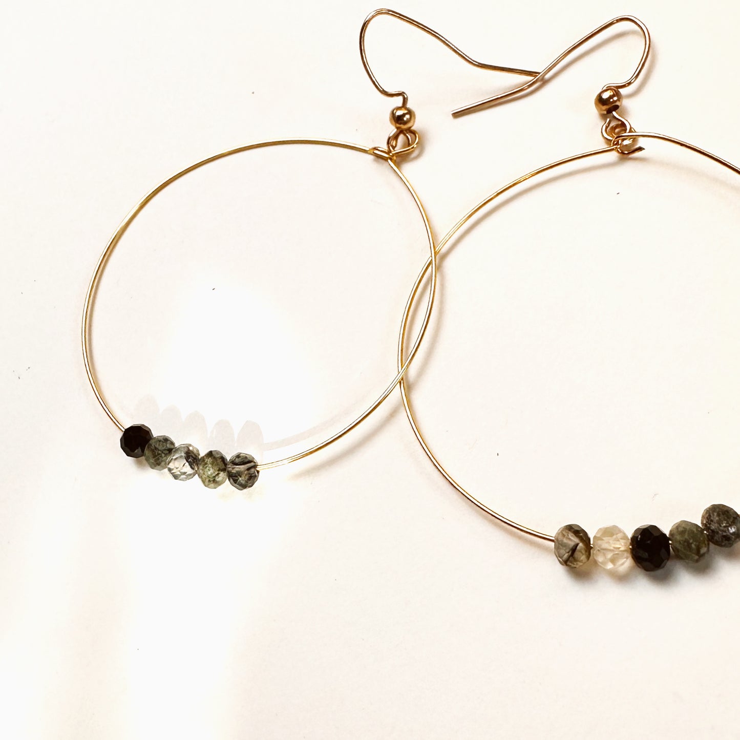 Celestial Grove | Moss Agate Faceted Gold Hoop Earring